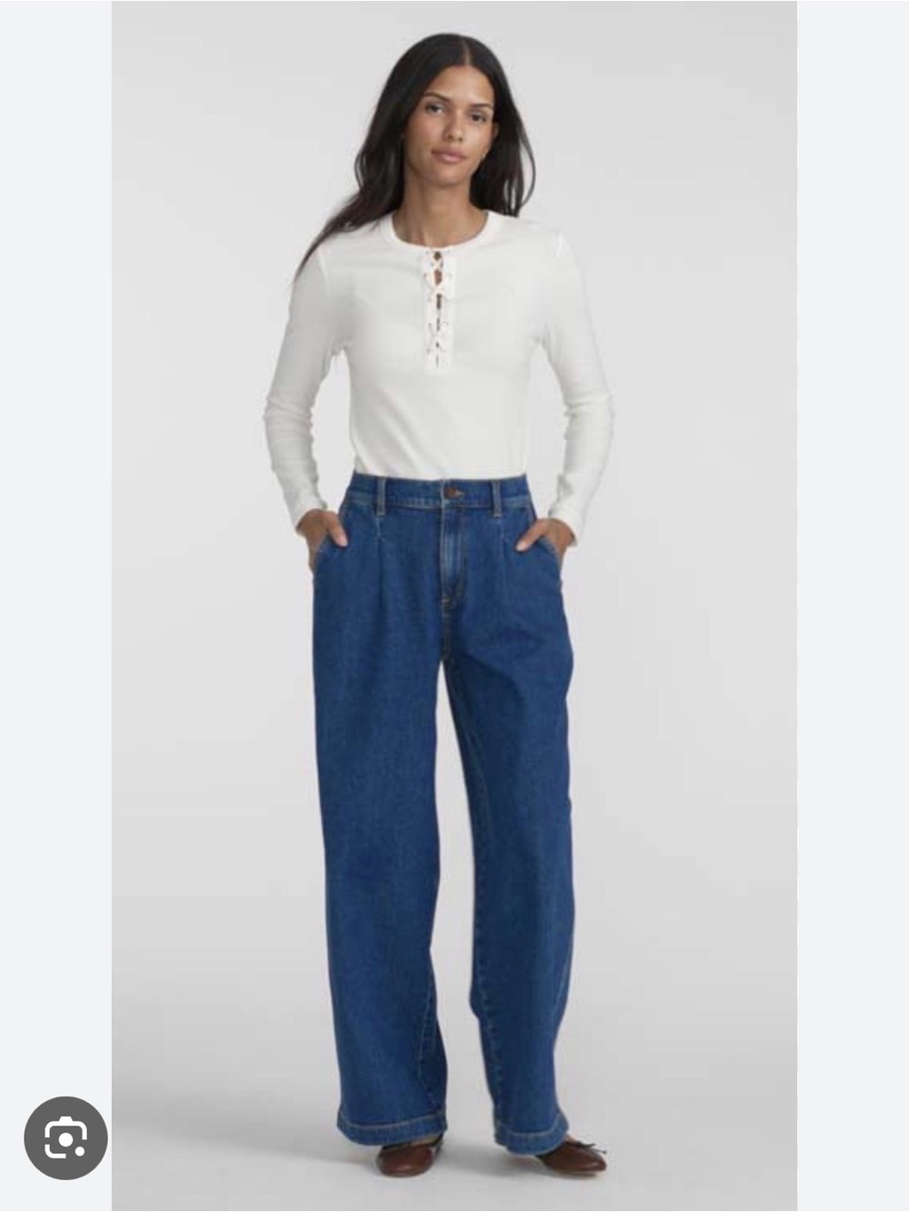 Lands End Wide-Leg Denim Jeans
